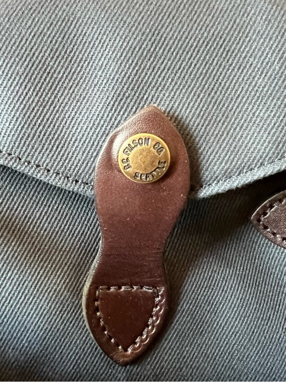 Filson Rugged Twill Original Briefcase - Navy with Brown Leather Trim - Picture 13 of 16